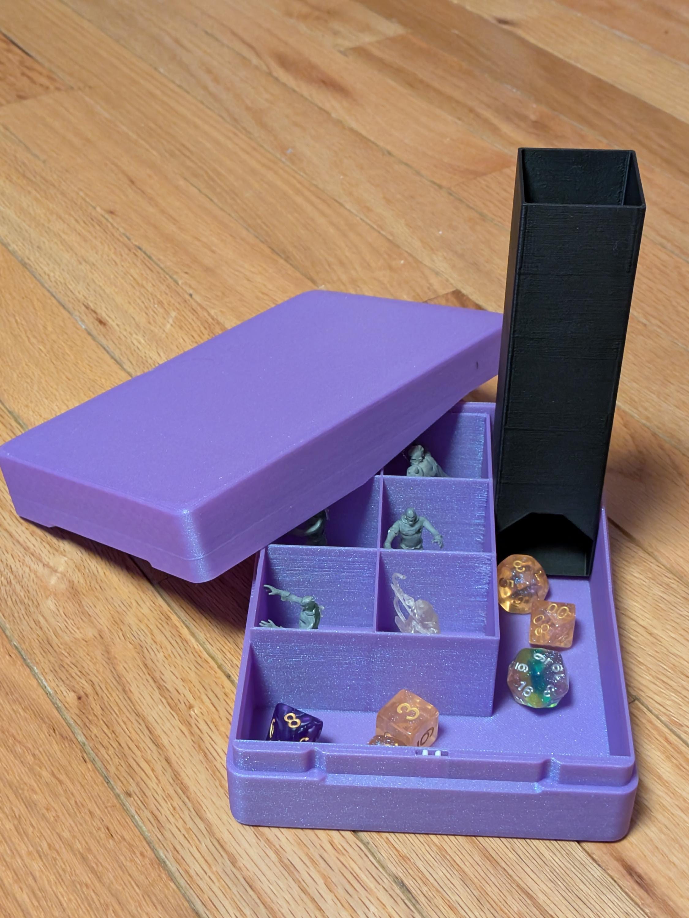 Tabletop RPG Travel Box | Dice Tower, Miniature Storage (Fits 6)