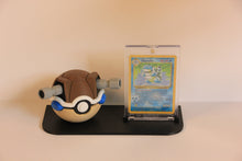Blastoise Card Display straight on: Pokéball on the left, One-Touch case on the right. Card not included.