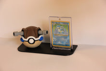 Blastoise Card Display at an angle: Pokéball on the left, One-Touch case on the right. Card not included.