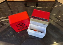 standard_gundam|Gundam Card Game Standard deck box open with sleeved deck, resource cards, and the dice and token well in front