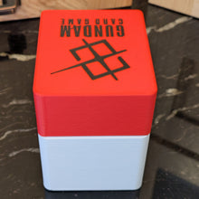 standard_gundam|Red and white Gundam Card Game Standard deck box closed, seen from above
