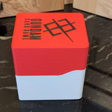 standard_gundam|Red and white Gundam Card Game Standard deck box closed, three-quarter view