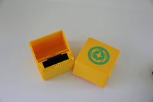 standard_lorcana|Disney Lorcana Standard deck box open from above, showing the deck well, black tray slot and emblem lid