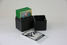 standard_one_piece|One Piece Standard deck box open with a green-sleeved deck in the base and DON!! cards beside the second compartment