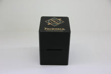 standard_palworld|Black Palworld deck box closed, front on, showing the logo lid and front card slot